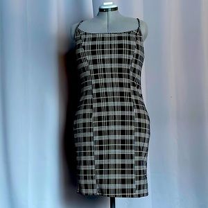 Black and White Plaid Bodycon Dress